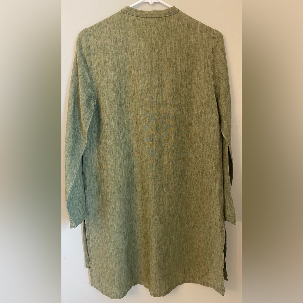 Eileen Fisher Washed Organic Linen Delave Long Shirt XXS Cottagecore Lagenlook - Picture 4 of 13